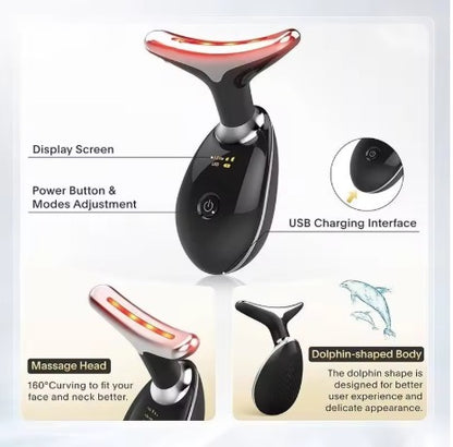 7-LED Vibrating Facial & Neck Massager – Portable USB Beauty Device