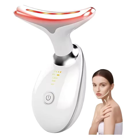 7-LED Vibrating Facial & Neck Massager – Portable USB Beauty Device